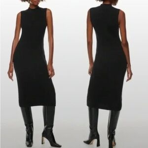Aritzia Black Sleeveless Midi Knit Dress